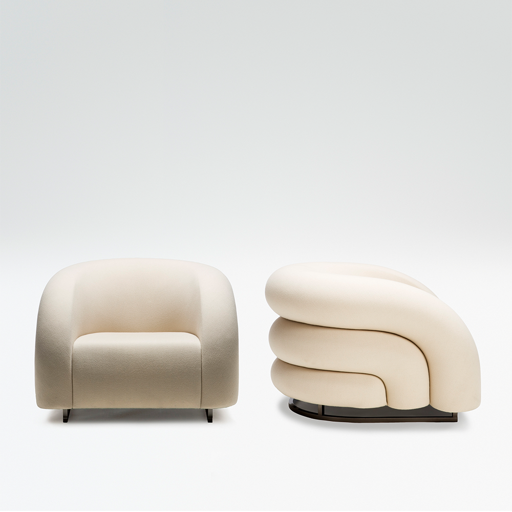 Baloon Armchair and Stool by Armani/Casa
