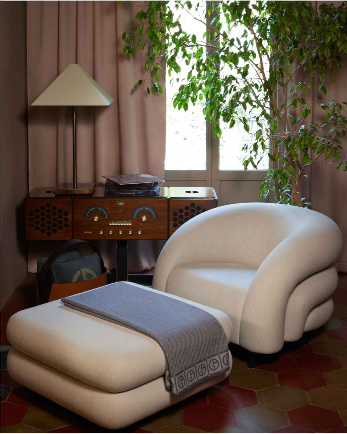 Baloon Armchair and Stool by Armani/Casa