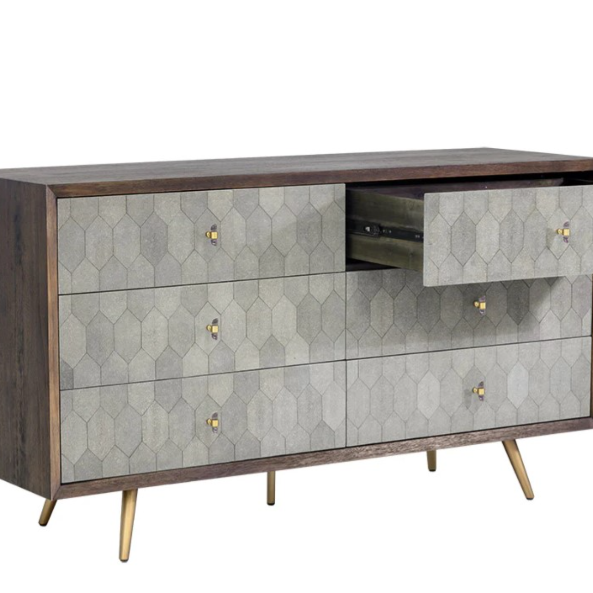 Aniston Dresser Dark Mango by Sunpan with open drawer