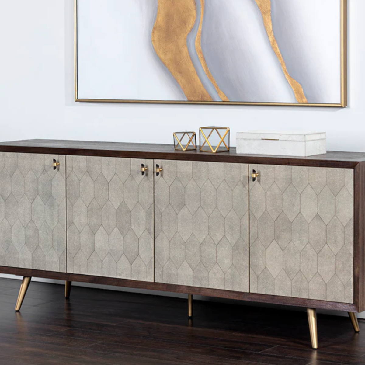 Aniston Sideboard Dark Mango by Sunpan Large in a Livingroom