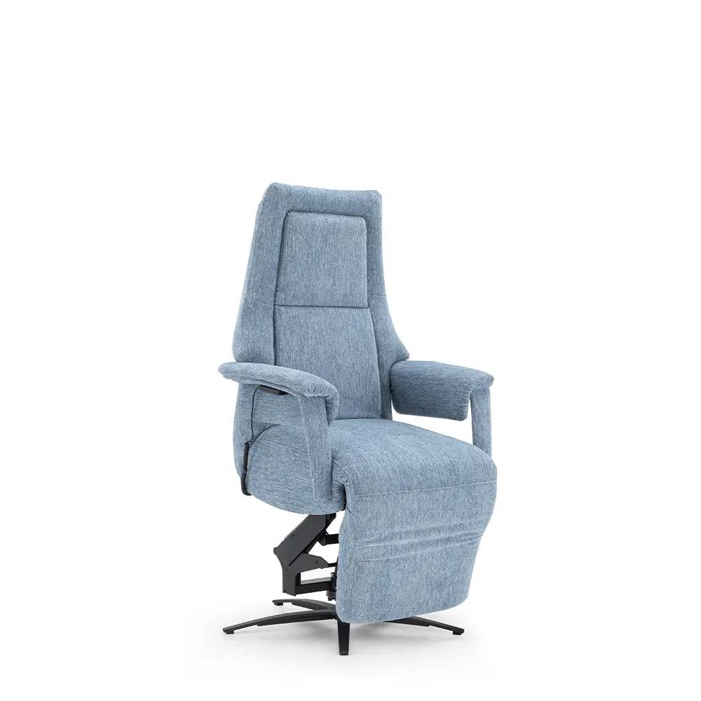 Ernst Recliner (Fabric) Light Blue By Hilker - Reclined up