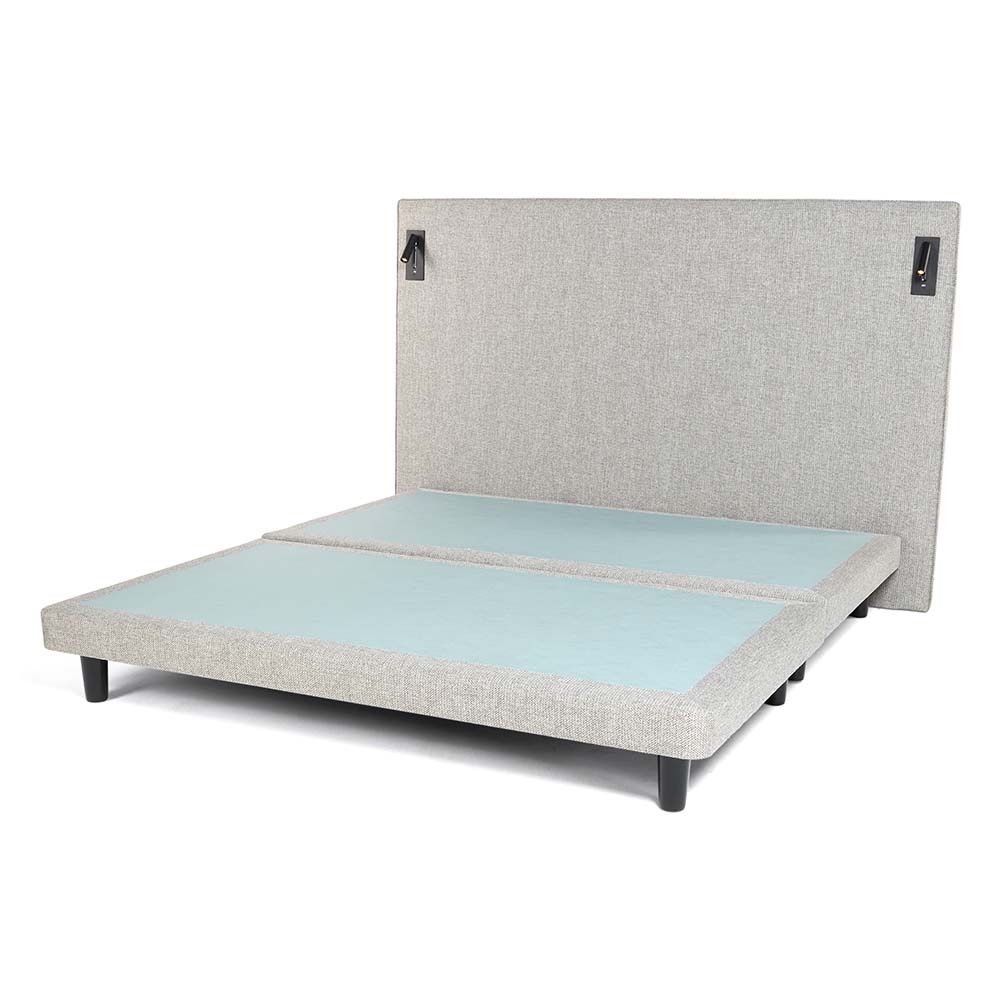 Socrates Bed 180 cm x 200 cm (UK - Super King Size) Headboard Height 130 cm Textured Two Tone-Fog by The Mattress Store