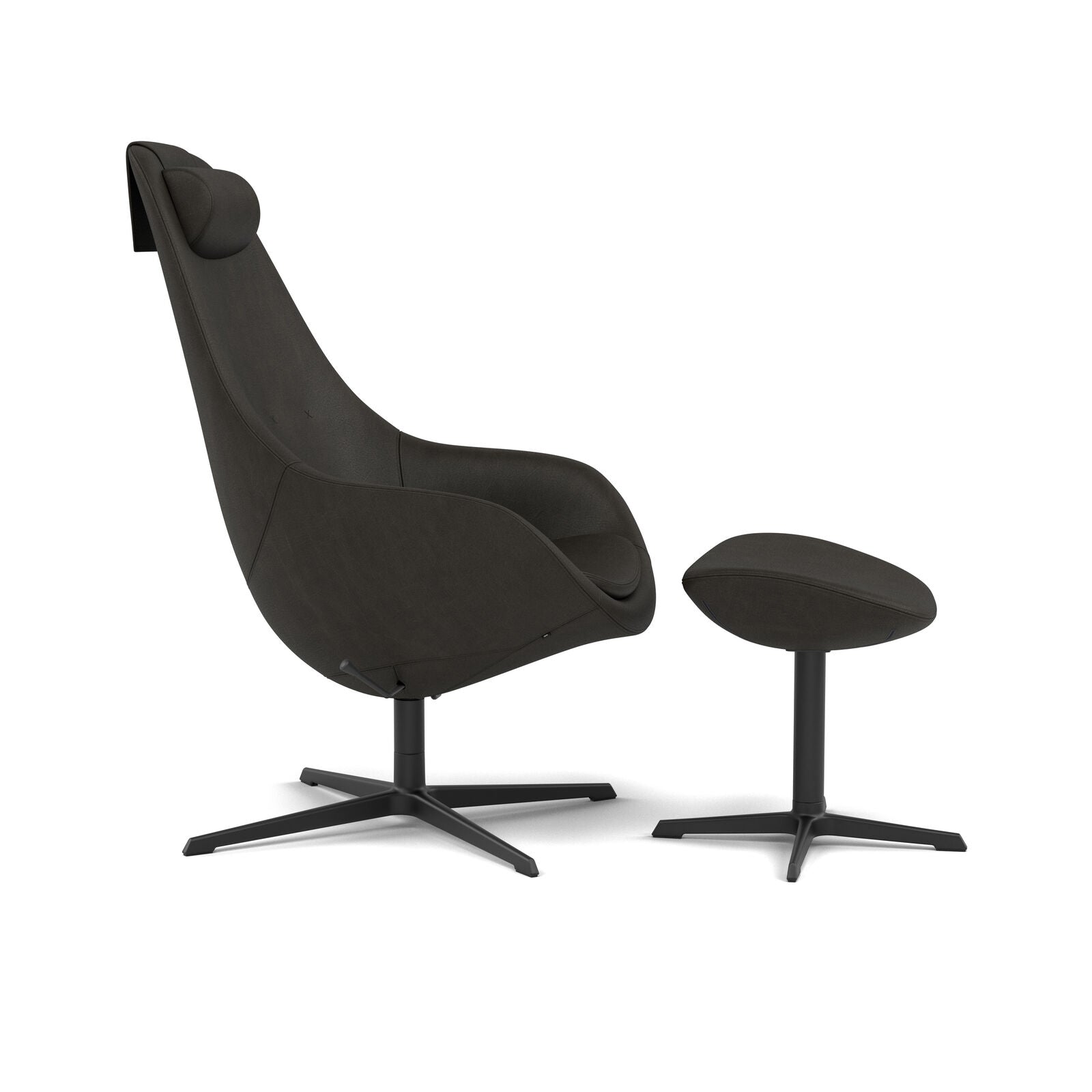 Kokon with Footrest Chair by Varier - Black - View from the Side