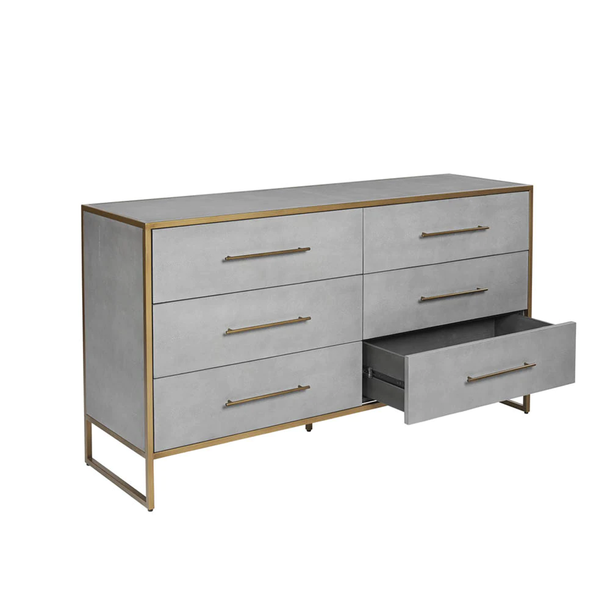 Venice Dresser by Sunpan Grey open Drawer