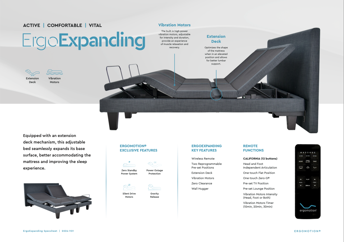ErgoExpanding Adjustable Bed by Ergomotion