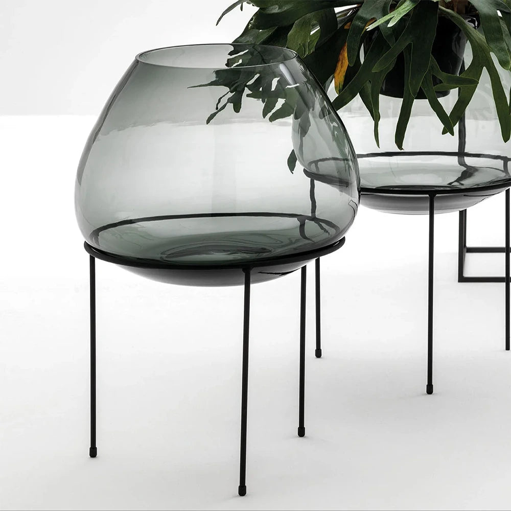 مزهرية زجاجية مع حامل معدني من أدرياني إي روسي