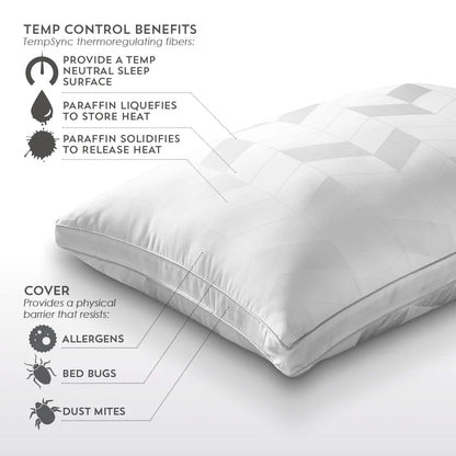 Temp-Sync (Low Loft) Pillow by PureCare Benefits for people with allergies