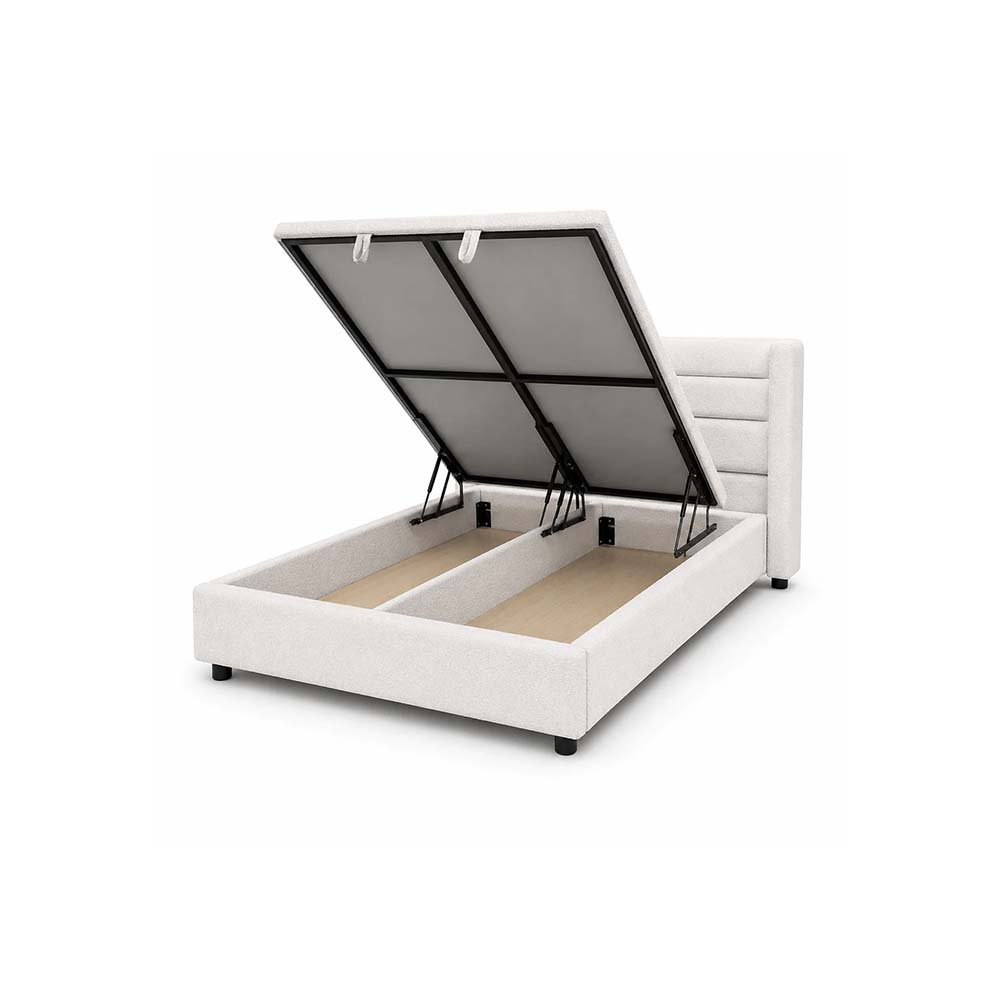 Brandon Supreme Collection Storage Bed 150 Cm X 200 Cm (Usa - Queen / Uk - King) Headboard Height 100 Cm Buckle C2 Off White by The Mattress Store