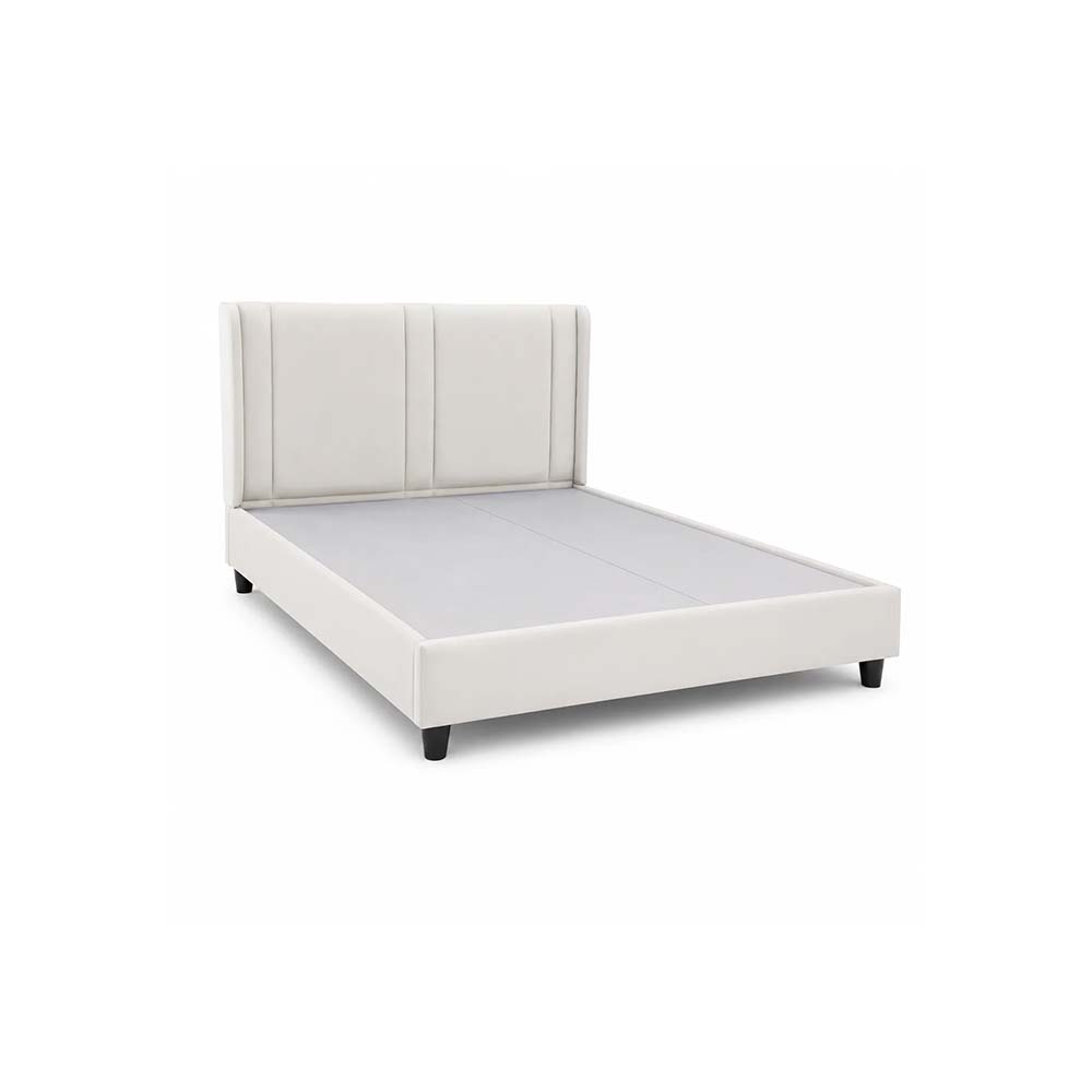 Bruce Essential Collection Bed 180 Cm X 200 Cm (Uk - Super King Size) Headboard Height 130 Cm Velluti-1 Off White by The Mattress Store