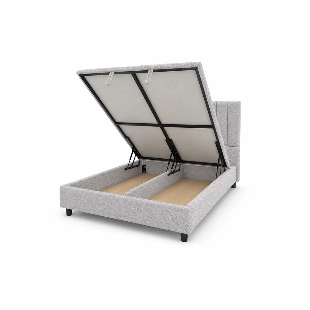 Leon Supreme Collection Storage Bed 150 Cm X 200 Cm (Usa - Queen / Uk - King) Headboard Height 130 Cm Buckle C11 Gray by The Mattress Store
