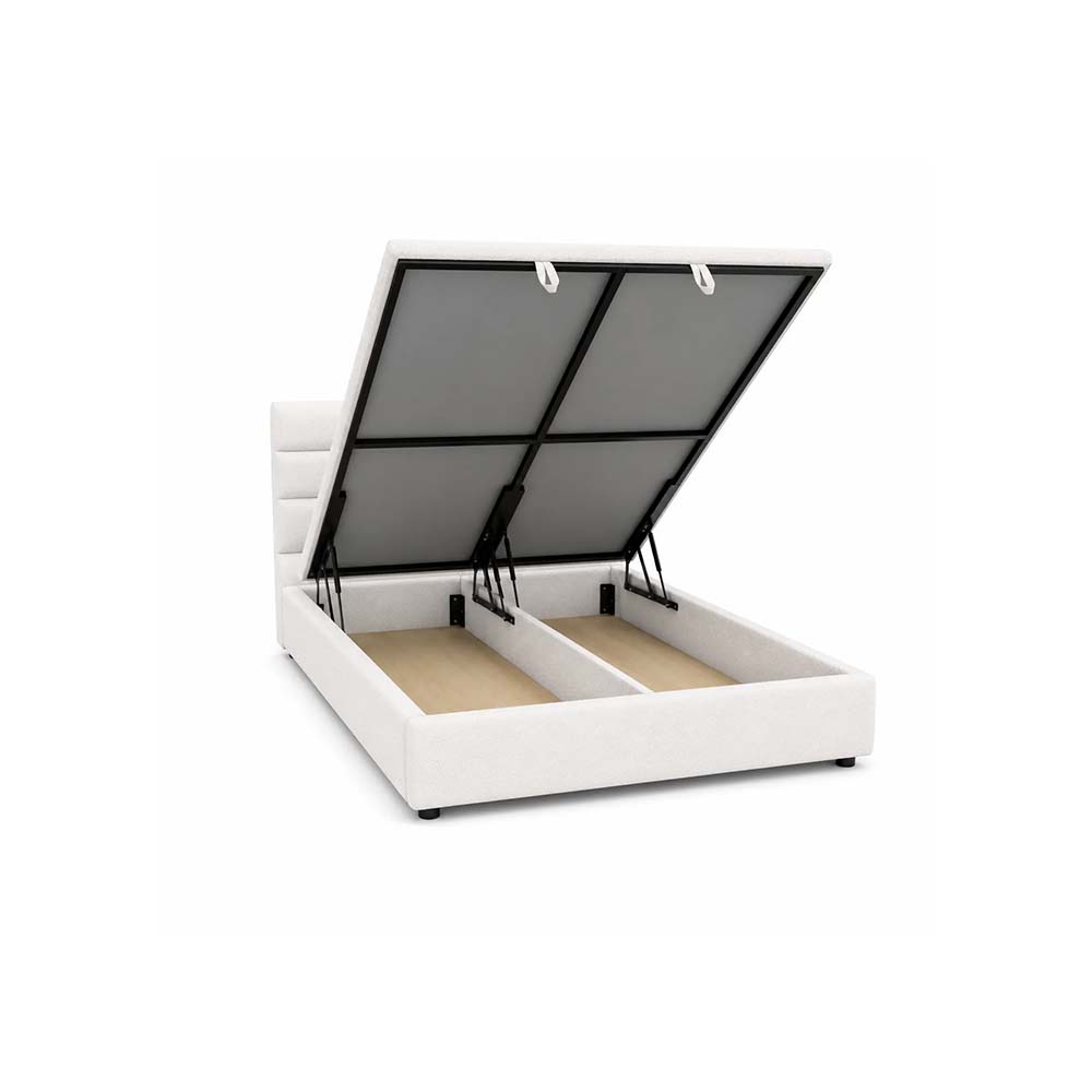 Lester Supreme Collection Storage Bed 150 Cm X 200 Cm (Usa - Queen / Uk - King) Headboard Height 100 Cm Buckle C13 White by The Mattress Store