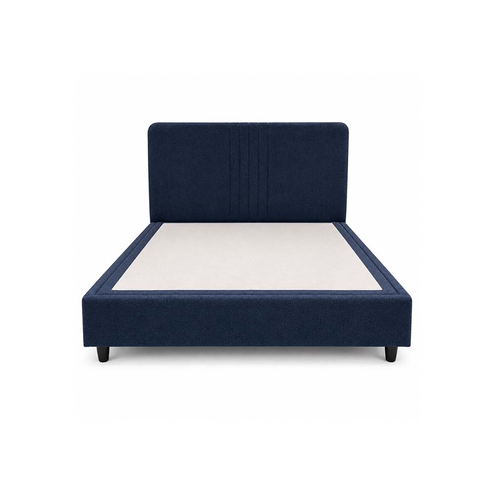 Patrick Supreme Collection Bed 150 cm x 200 cm (USA - Queen / UK - King) Headboard Height 100 cm Modern Plain FA-Akalaric-G-120 Dark Blue by The Mattress Store