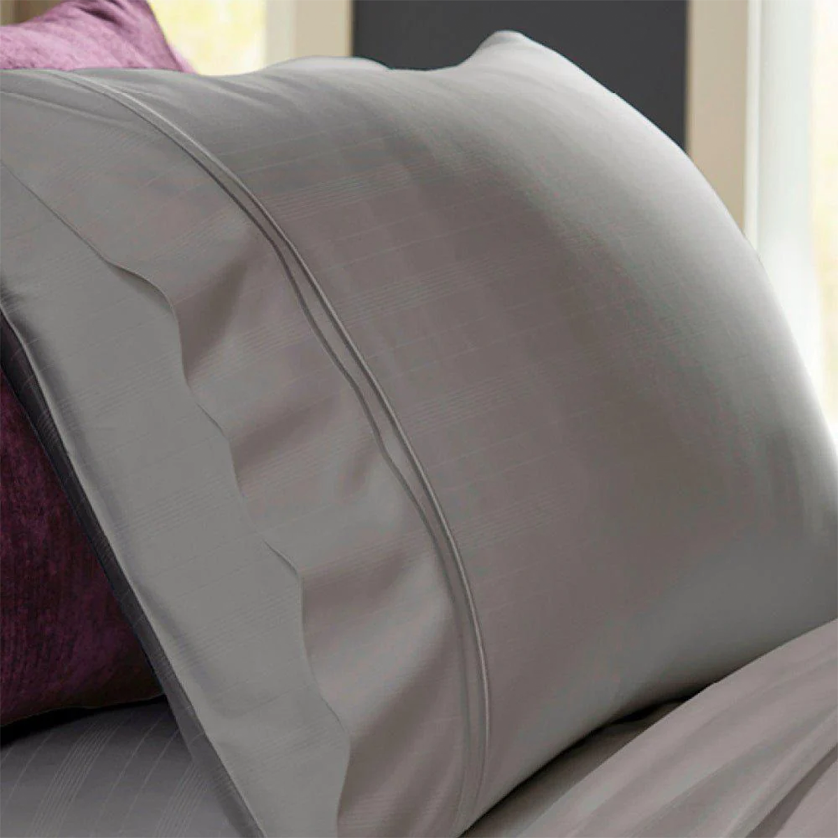 Bamboo Pillow Case Set by PureCare Gray on Pillow
