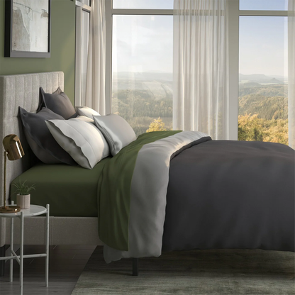 Bamboo Duvet Cover by PureCare Gray on bed
