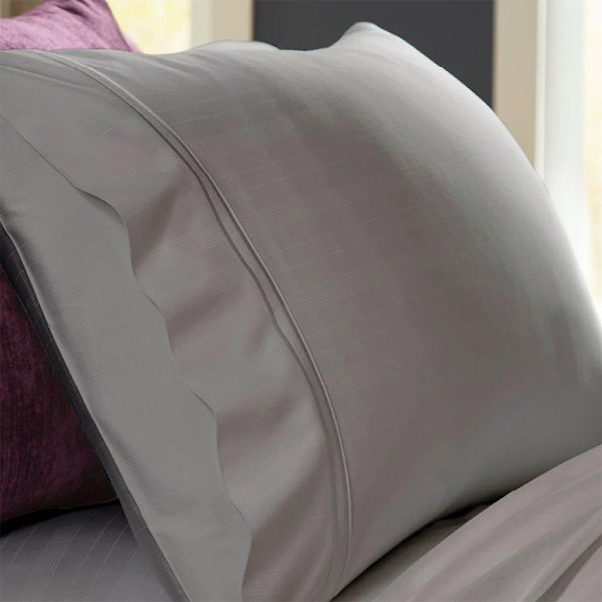 bamboo pillow case set by purecare gray on pillow