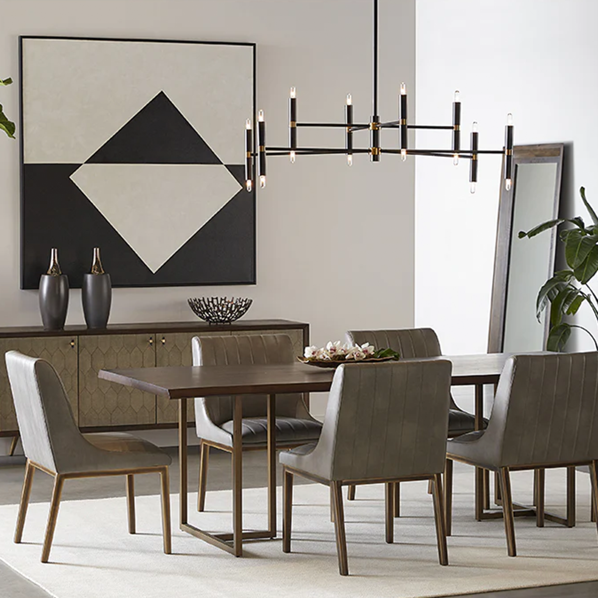 donnelly dining table by sunpan in a modern livingroom