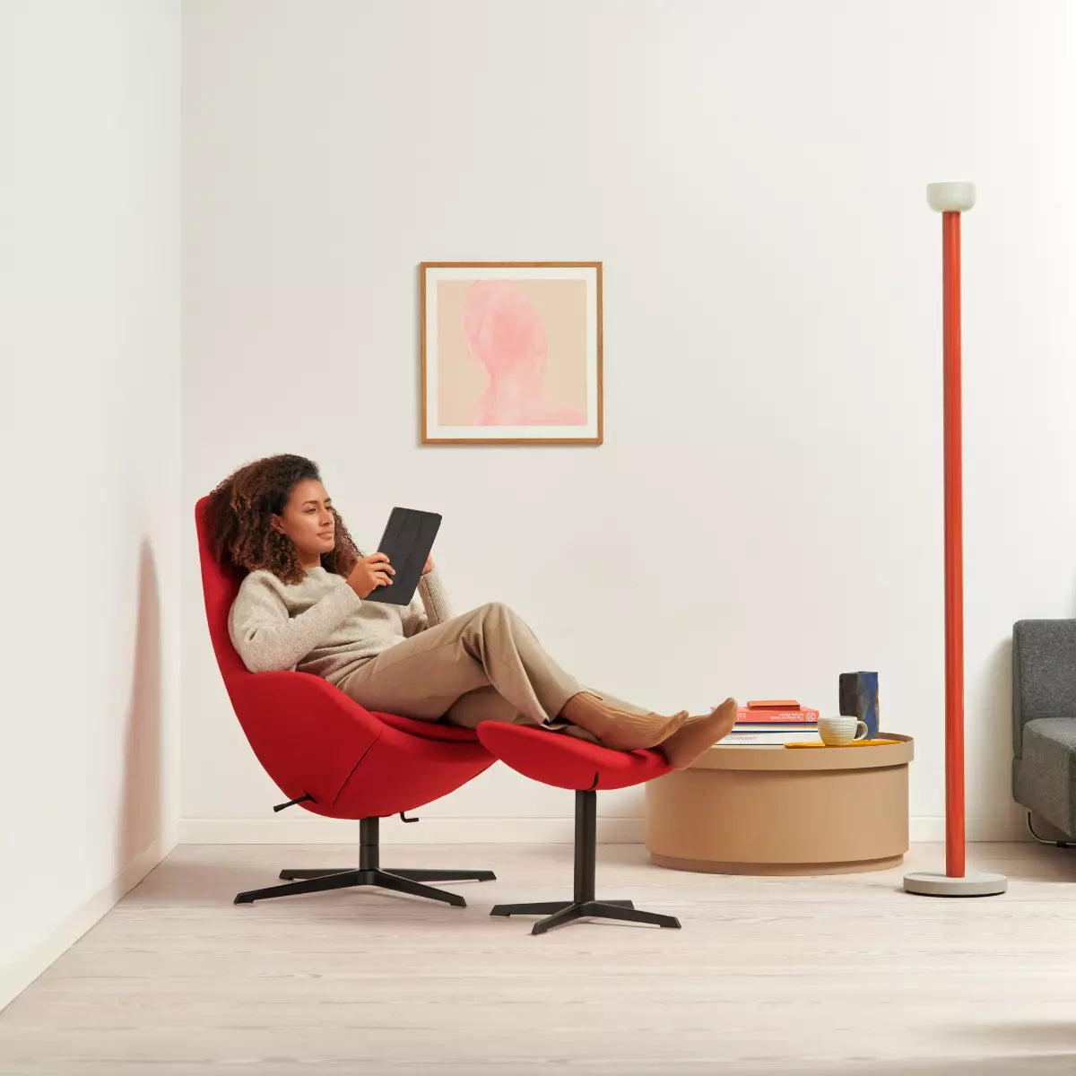 Kokon with Footrest Chair by Varier - Home Usage by a Lady surfing on her iPad