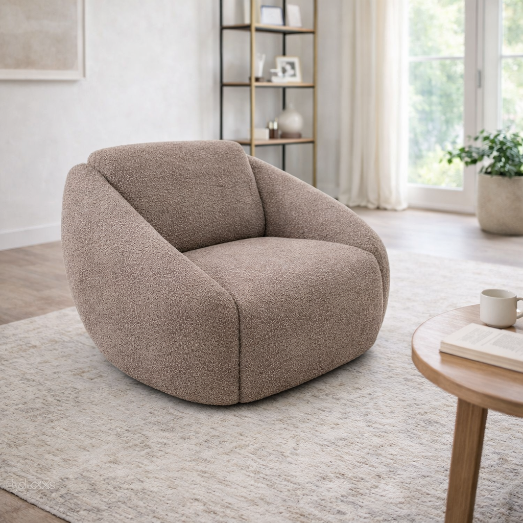 Lambert Swivel Arm Chair Brown by Chateau d'Ax Italia