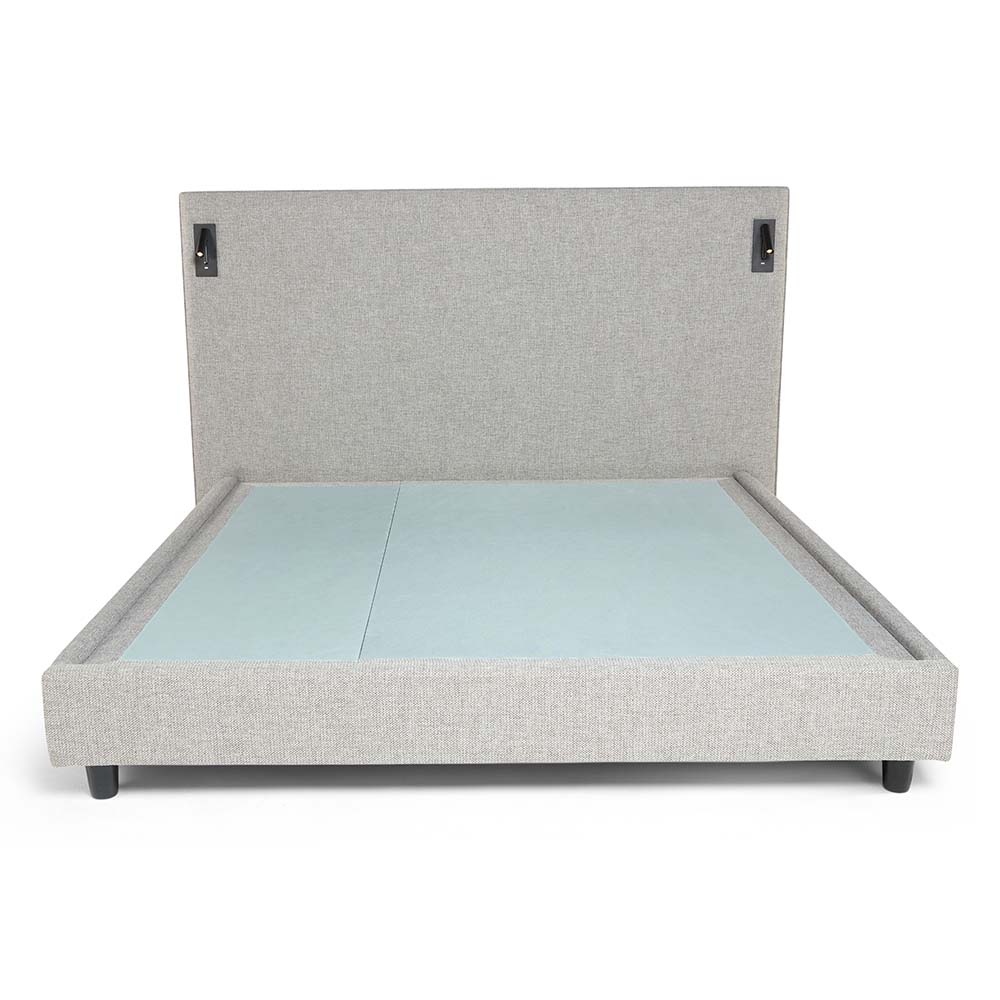 Philospher's Reading Bed 150 cm x 200 cm (USA - Queen / UK - King) Headboard Height 130 cm Textured Two Tone-Fog by The Mattress Store