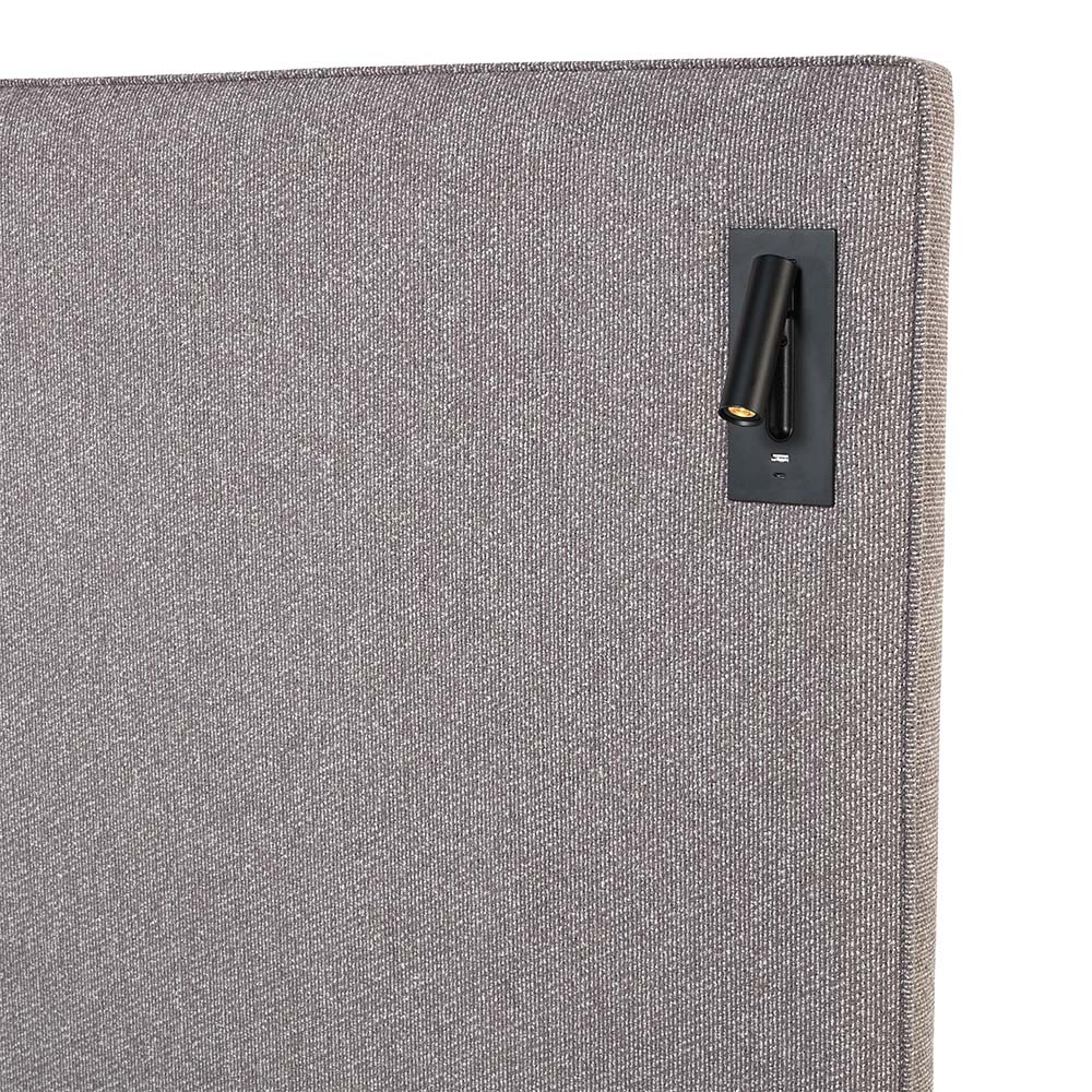 Socrates Bed 180 cm x 200 cm (UK - Super King Size) Headboard Height 130 cm Textured Two Tone-Graphite by The Mattress Store