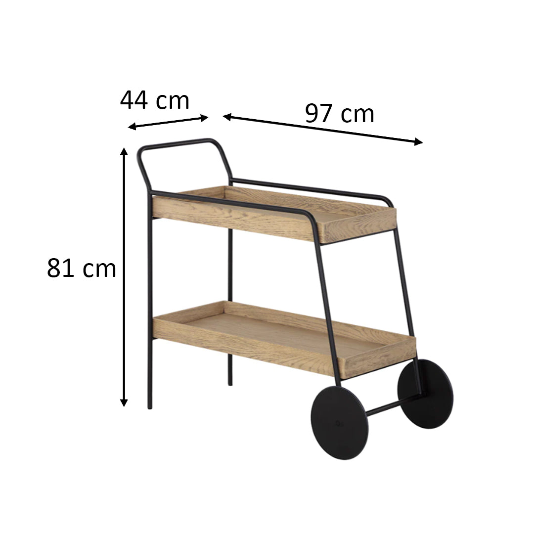 spruce bar cart by sunpan natural dimensions
