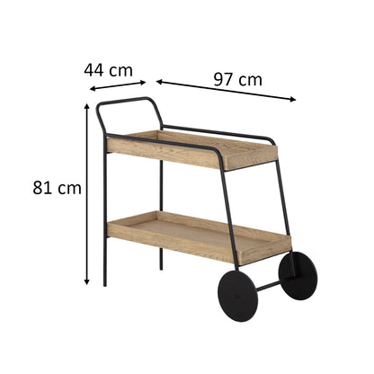 Spruce Bar Cart by Sunpan Natural Dimensions