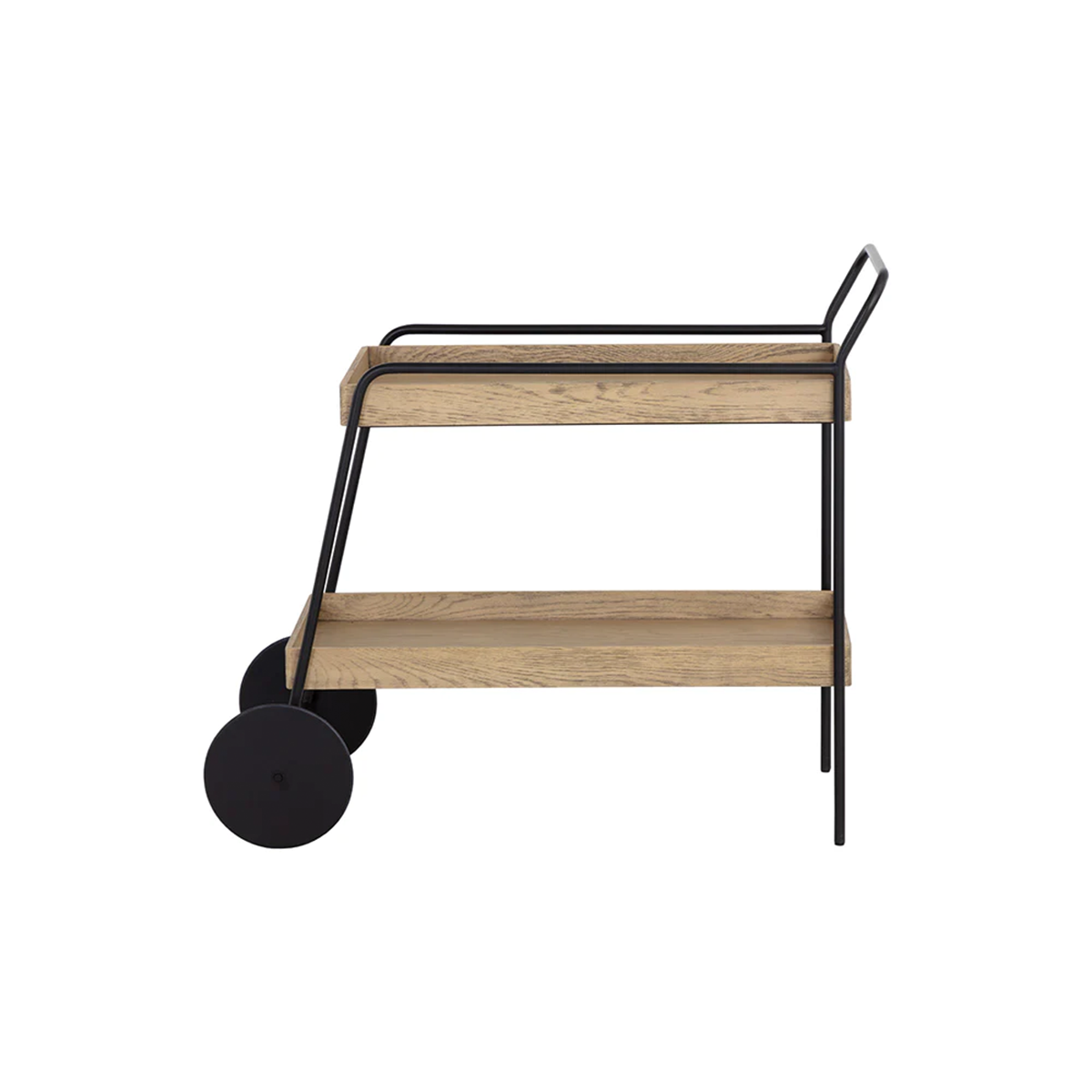 spruce bar cart by sunpan natural leftside