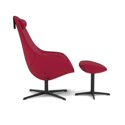 Kokon with Footrest Chair by Varier - Burgundy - View from the Side