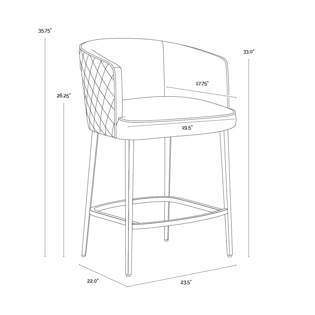 cornella counter stool by sunpan  dimensions